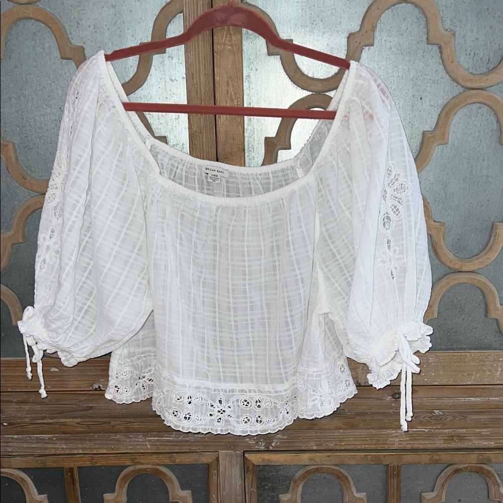 American Eagle Outfitters White Lace Blouse